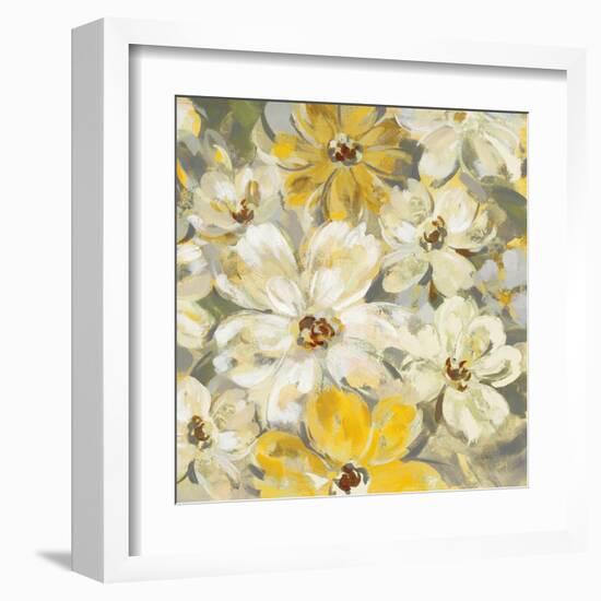 Scattered Spring Petals Yellow Gray Crop-Silvia Vassileva-Framed Art Print