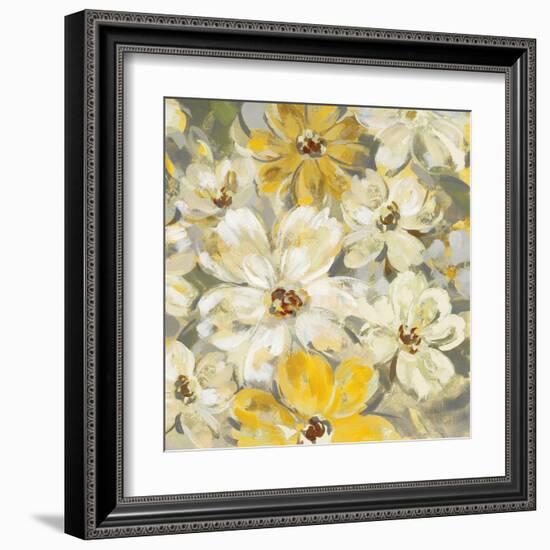 Scattered Spring Petals Yellow Gray Crop-Silvia Vassileva-Framed Art Print