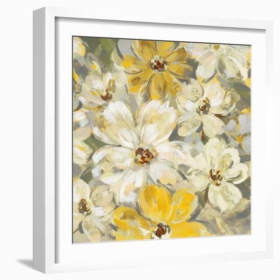 Scattered Spring Petals Yellow Gray Crop-Silvia Vassileva-Framed Art Print