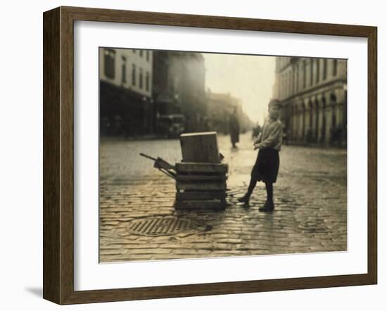 Scavenger Toting Wood, Fall River, Massachusetts, c.1916-Lewis Wickes Hine-Framed Photo