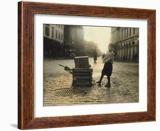 Scavenger Toting Wood, Fall River, Massachusetts, c.1916-Lewis Wickes Hine-Framed Photo