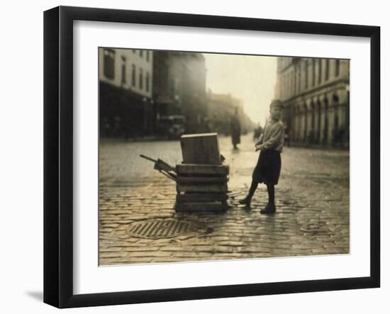 Scavenger Toting Wood, Fall River, Massachusetts, c.1916-Lewis Wickes Hine-Framed Photo