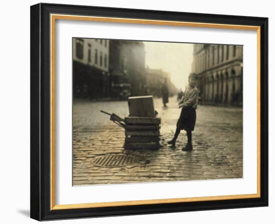 Scavenger Toting Wood, Fall River, Massachusetts, c.1916-Lewis Wickes Hine-Framed Photo