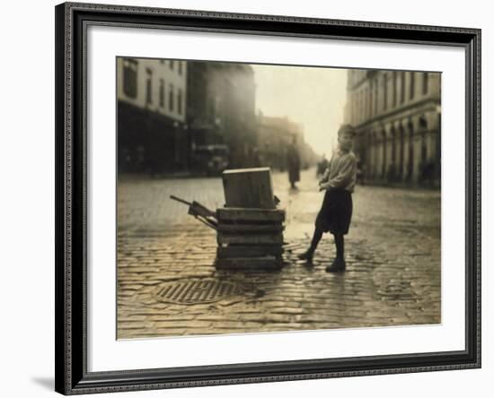 Scavenger Toting Wood, Fall River, Massachusetts, c.1916-Lewis Wickes Hine-Framed Photo