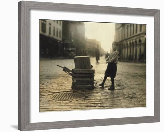 Scavenger Toting Wood, Fall River, Massachusetts, c.1916-Lewis Wickes Hine-Framed Photo