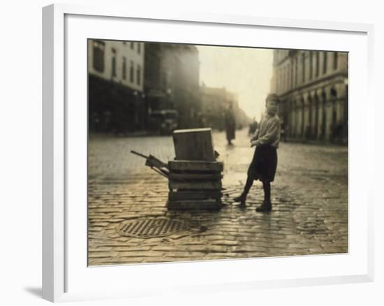 Scavenger Toting Wood, Fall River, Massachusetts, c.1916-Lewis Wickes Hine-Framed Photo