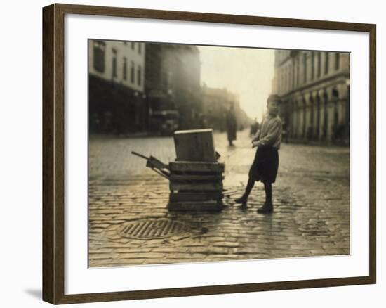 Scavenger Toting Wood, Fall River, Massachusetts, c.1916-Lewis Wickes Hine-Framed Photo