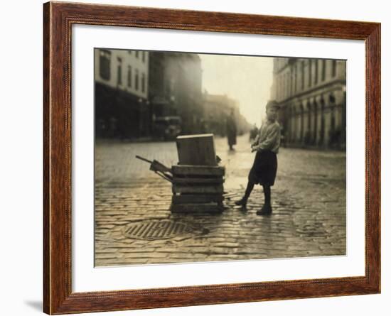 Scavenger Toting Wood, Fall River, Massachusetts, c.1916-Lewis Wickes Hine-Framed Photo