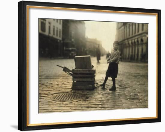 Scavenger Toting Wood, Fall River, Massachusetts, c.1916-Lewis Wickes Hine-Framed Photo