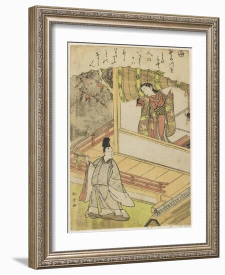 Scene 4 : Court Lady Talking to a Courtier on a Veranda, Late 18th Century-Katsukawa Shunsho-Framed Giclee Print