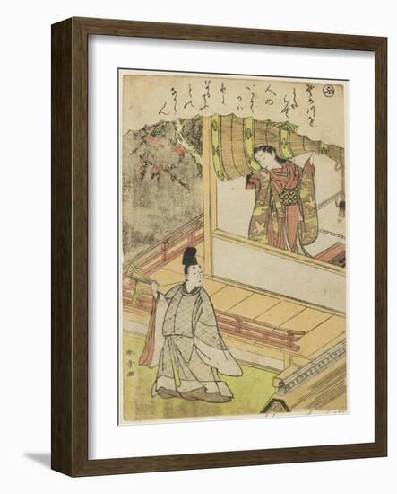 Scene 4 : Court Lady Talking to a Courtier on a Veranda, Late 18th Century-Katsukawa Shunsho-Framed Giclee Print