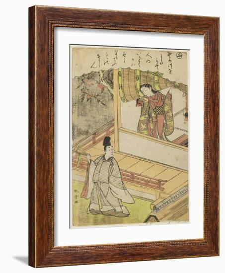 Scene 4 : Court Lady Talking to a Courtier on a Veranda, Late 18th Century-Katsukawa Shunsho-Framed Giclee Print