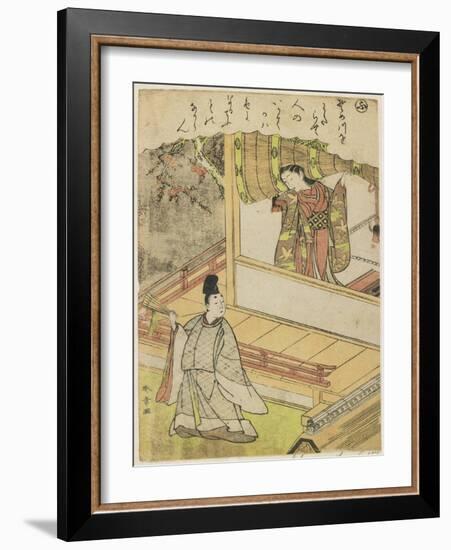 Scene 4 : Court Lady Talking to a Courtier on a Veranda, Late 18th Century-Katsukawa Shunsho-Framed Giclee Print