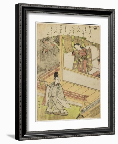 Scene 4 : Court Lady Talking to a Courtier on a Veranda, Late 18th Century-Katsukawa Shunsho-Framed Giclee Print