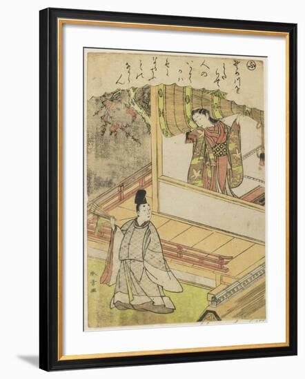 Scene 4 : Court Lady Talking to a Courtier on a Veranda, Late 18th Century-Katsukawa Shunsho-Framed Giclee Print