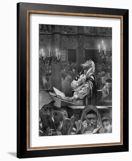 Scene at a Synagogue, the Great Day of Atonement, 6th October 1897-Isaac Snowman-Framed Giclee Print