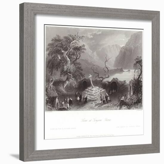 Scene at Gougane Barra in County Cork-William Henry Bartlett-Framed Giclee Print