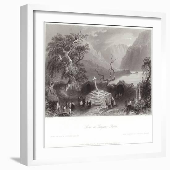 Scene at Gougane Barra in County Cork-William Henry Bartlett-Framed Giclee Print