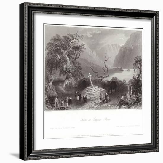 Scene at Gougane Barra in County Cork-William Henry Bartlett-Framed Giclee Print