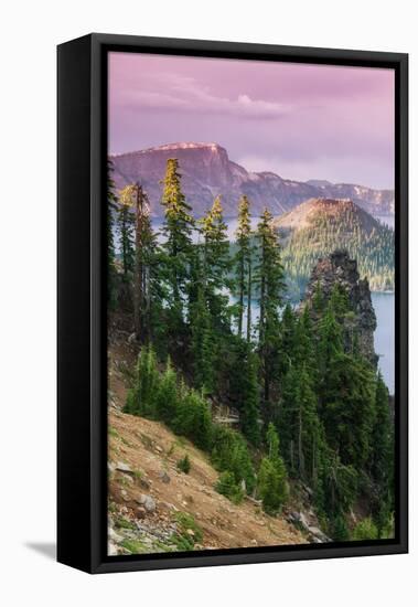 Scene at the Mysterious Wizard Island, Crater Lake Oregon-Vincent James-Framed Premier Image Canvas