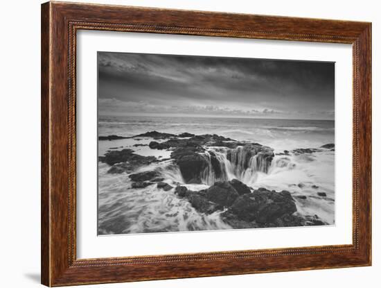 Scene at Thor's Well in Black and White, Oregon Coast-null-Framed Photographic Print