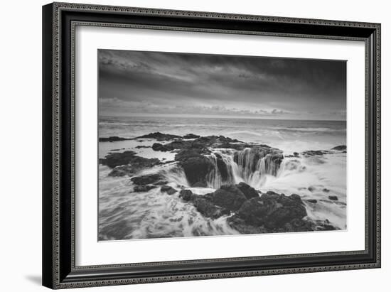 Scene at Thor's Well in Black and White, Oregon Coast-null-Framed Photographic Print