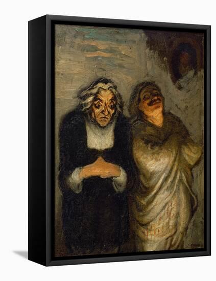 Scene de comedie or Un Scapin. Oil on canvas 32.5 x 24.5 cm R.F. 2666.-Honore Daumier-Framed Premier Image Canvas