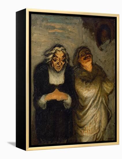 Scene de comedie or Un Scapin. Oil on canvas 32.5 x 24.5 cm R.F. 2666.-Honore Daumier-Framed Premier Image Canvas