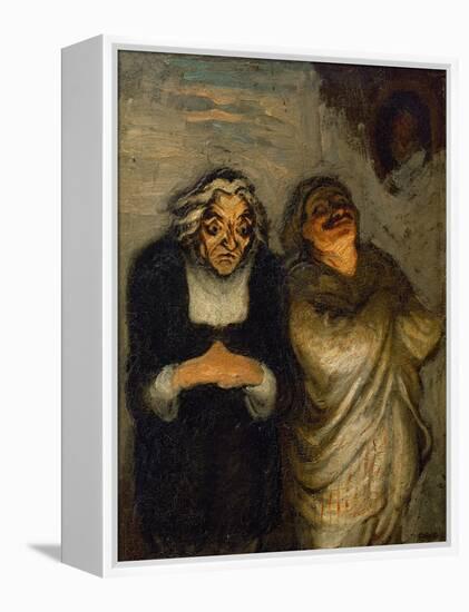 Scene de comedie or Un Scapin. Oil on canvas 32.5 x 24.5 cm R.F. 2666.-Honore Daumier-Framed Premier Image Canvas