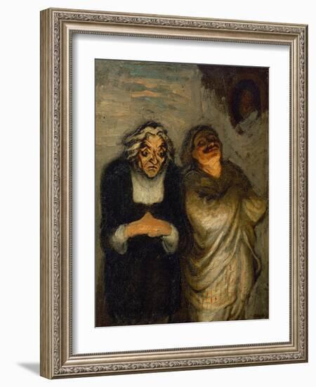 Scene de comedie or Un Scapin. Oil on canvas 32.5 x 24.5 cm R.F. 2666.-Honore Daumier-Framed Giclee Print