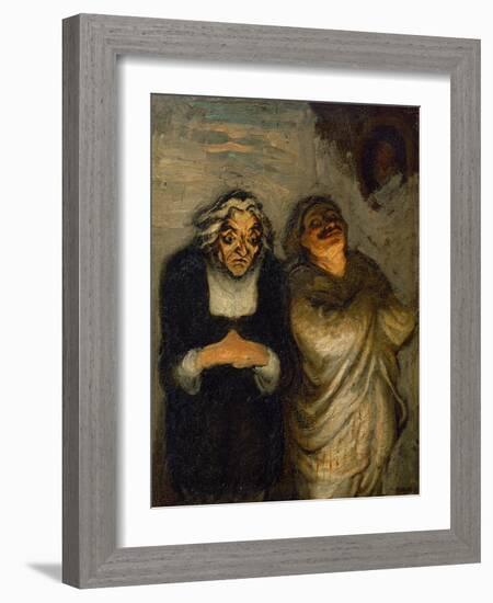 Scene de comedie or Un Scapin. Oil on canvas 32.5 x 24.5 cm R.F. 2666.-Honore Daumier-Framed Giclee Print