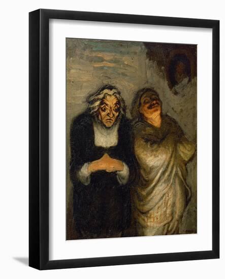 Scene de comedie or Un Scapin. Oil on canvas 32.5 x 24.5 cm R.F. 2666.-Honore Daumier-Framed Giclee Print