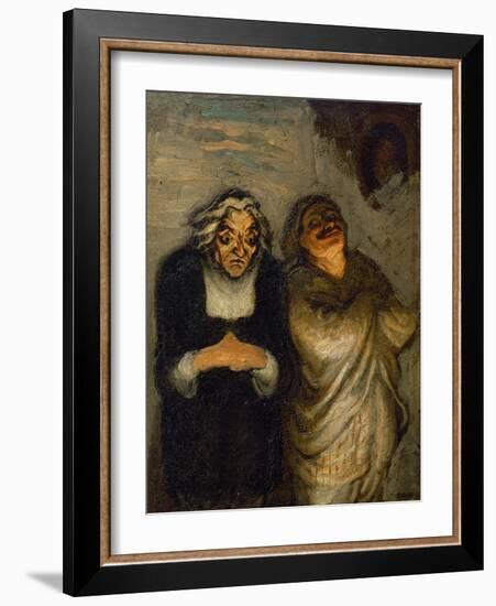 Scene de comedie or Un Scapin. Oil on canvas 32.5 x 24.5 cm R.F. 2666.-Honore Daumier-Framed Giclee Print