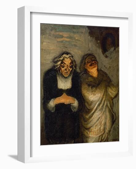 Scene de comedie or Un Scapin. Oil on canvas 32.5 x 24.5 cm R.F. 2666.-Honore Daumier-Framed Giclee Print