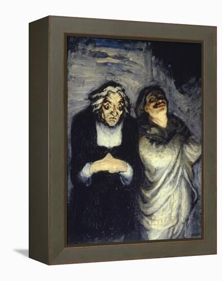 Scene de Comedie-Honore Daumier-Framed Premier Image Canvas