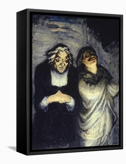 Scene de Comedie-Honore Daumier-Framed Premier Image Canvas