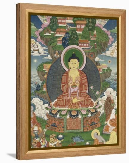 Scène de la vie de Buddha : le grand miracle de Svaravati-null-Framed Premier Image Canvas