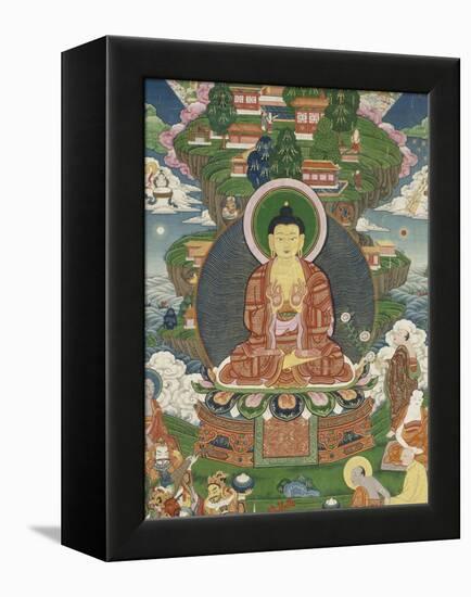 Scène de la vie de Buddha : le grand miracle de Svaravati-null-Framed Premier Image Canvas