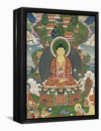 Scène de la vie de Buddha : le grand miracle de Svaravati-null-Framed Premier Image Canvas