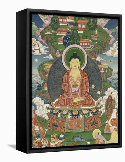 Scène de la vie de Buddha : le grand miracle de Svaravati-null-Framed Premier Image Canvas