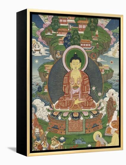 Scène de la vie de Buddha : le grand miracle de Svaravati-null-Framed Premier Image Canvas