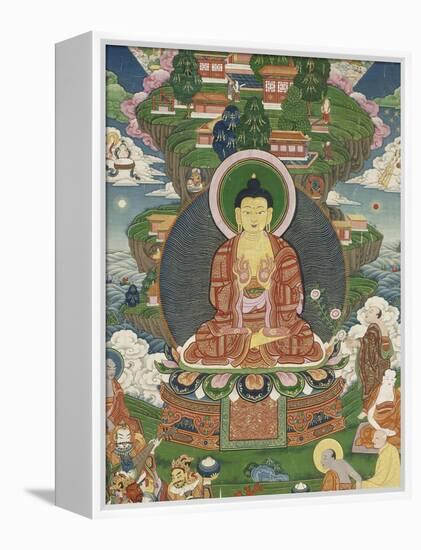 Scène de la vie de Buddha : le grand miracle de Svaravati-null-Framed Premier Image Canvas