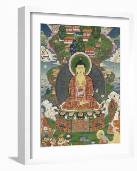 Scène de la vie de Buddha : le grand miracle de Svaravati-null-Framed Giclee Print