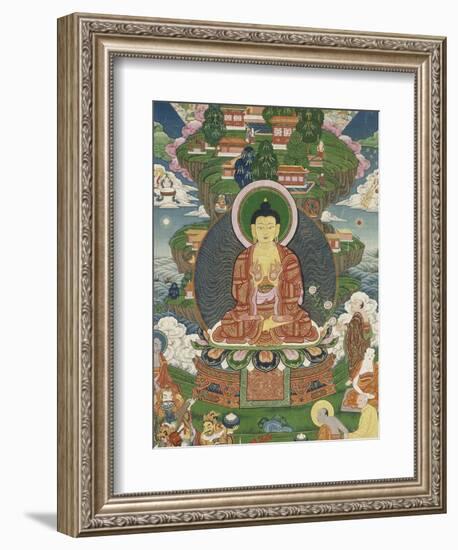 Scène de la vie de Buddha : le grand miracle de Svaravati-null-Framed Giclee Print