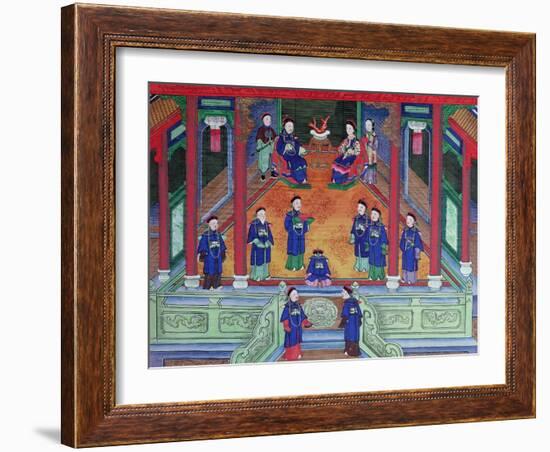 Scene Depicting a Chinese Imperial Official at Home Seated with His Wife-null-Framed Giclee Print