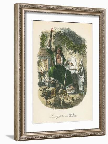 Scene from a Christmas Carol by Charles Dickens, 1843-John Leech-Framed Giclee Print