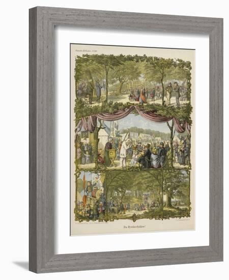 Scene from a Danish County Fair, "Fra Dyrehavsbakken", from a Broadsheet Published by Michaelsen…-Hans Christian Ley-Framed Giclee Print