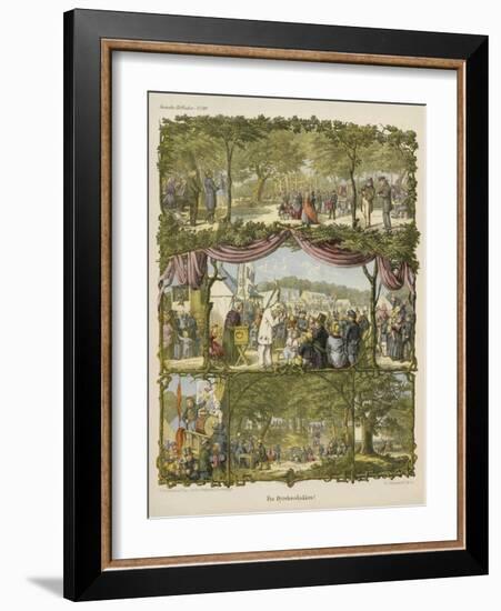 Scene from a Danish County Fair, "Fra Dyrehavsbakken", from a Broadsheet Published by Michaelsen…-Hans Christian Ley-Framed Giclee Print