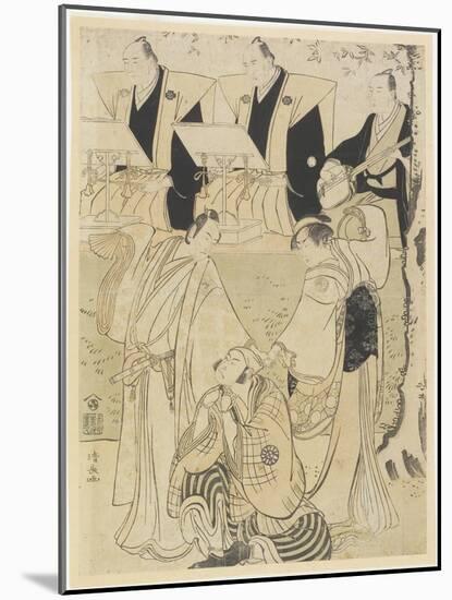 (Scene from a Kabuki Play with Musicians and Three Actors), 1781-1789-Torii Kiyonaga-Mounted Giclee Print