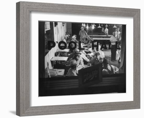 Scene from a Small Town Pool Hall, with People Just Hanging Out and Relaxing-Loomis Dean-Framed Photographic Print